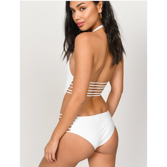 White Fine Line Strappy Monokini - Picture 5 of 5